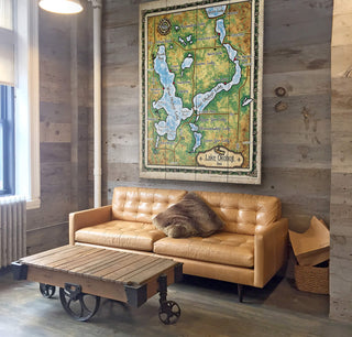 Lake Okoboji, Iowa: Illustrated Map - Wood & Metal Wall Art Wood & Metal Wall Art Lisa Middleton