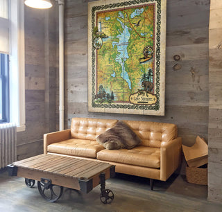 Lake Sunapee, New Hampshire: Illustrated Map - Wood & Metal Wall Art Wood & Metal Wall Art Lisa Middleton