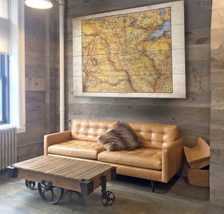 Vintage Map of the Midwest, USA - Wood & Metal Wall Art Wood & Metal Wall Art Lisa Middleton