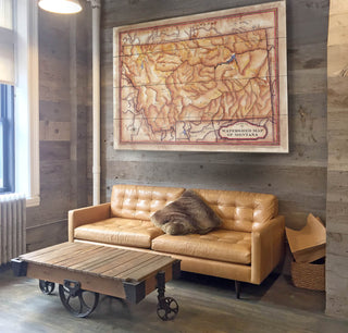 Watershed Map of Montana - Wood & Metal Wall Art Wood & Metal Wall Art Lisa Middleton