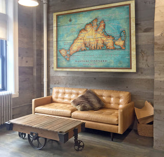 Martha's Vineyard: Illustrated Map - Wood & Metal Wall Art Wood & Metal Wall Art Lisa Middleton
