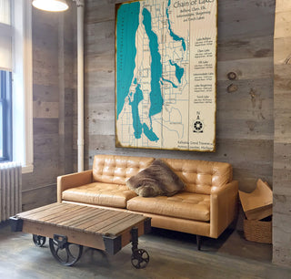 Chain of Lakes in Kalkaska, Grand Traverse, and Antrim Counties, Michigan- Wood & Metal Wall Art