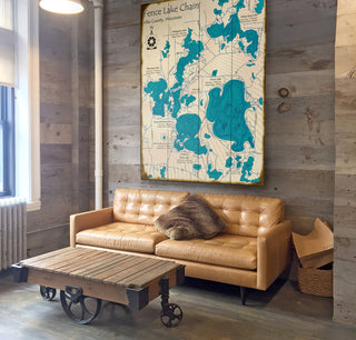Fence Lake Chain, Wisconsin - Wood & Metal Wall Art Wood & Metal Wall Art Lake Art