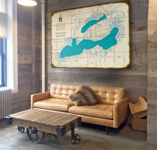 Lake Como and Lake Geneva, Wisconsin - Wood & Metal Wall Art Wood & Metal Wall Art Lake Art