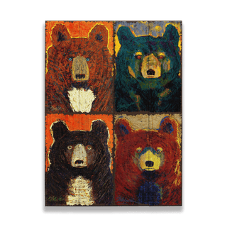 Bear Necessities: Colors of the Wild Tetraptych - Wood Plank Wall Art Wood & Metal Wall Art Shelle Lindholm