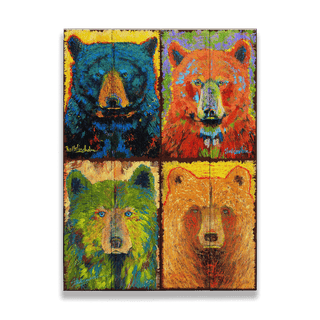 Bear Necessities: Rustic Royals Tetraptych - Wood Plank Wall Art Wood & Metal Wall Art Shelle Lindholm