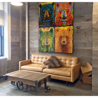 Bear Necessities: Rustic Royals Tetraptych - Wood Plank Wall Art Wood & Metal Wall Art Shelle Lindholm