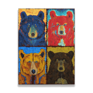 Bear Necessities: Bear Council Tetraptych - Wood Plank Wall Art Wood & Metal Wall Art Shelle Lindholm