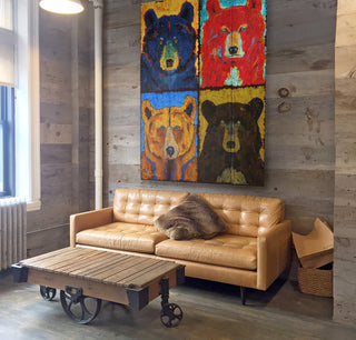 Bear Necessities: Bear Council Tetraptych - Wood Plank Wall Art Wood & Metal Wall Art Shelle Lindholm