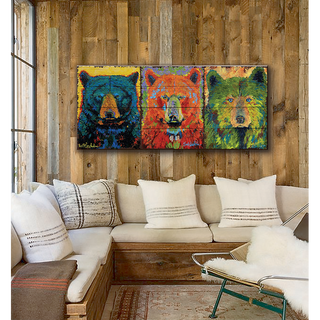 Bear Necessities: Rustic Royals Triptych - Wood Plank Wall Art Wood & Metal Wall Art Shelle Lindholm
