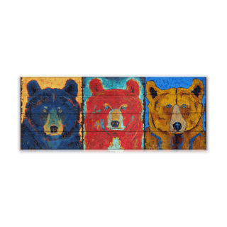 Bear Necessities: Bear Council Triptych - Wood Plank Wall Art Wood & Metal Wall Art Shelle Lindholm